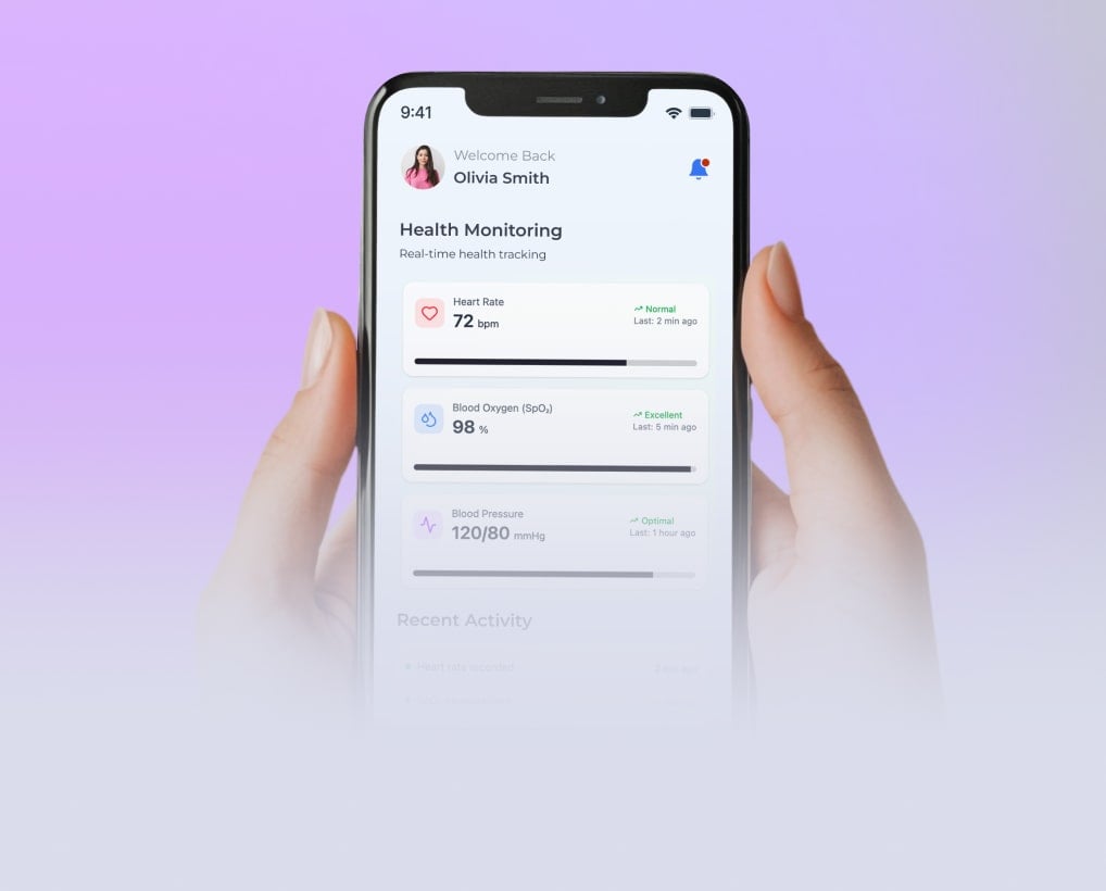 Mobile app with real-time health data