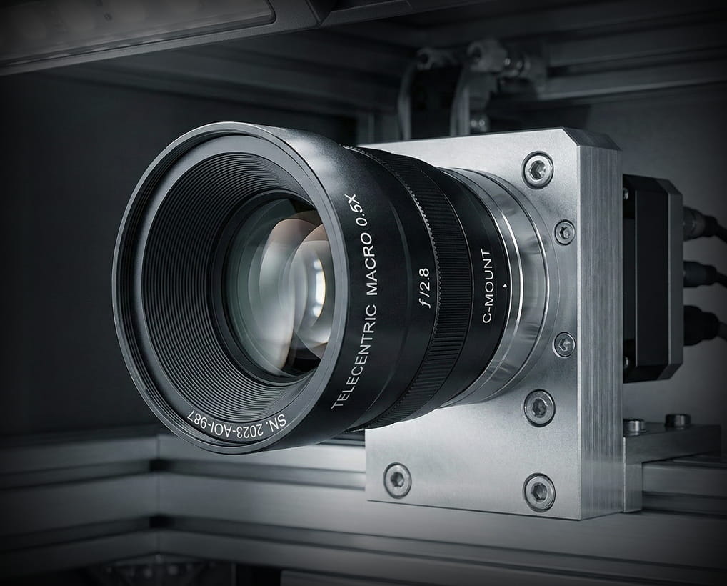 High-resolution monochrome sensors with telecentric lenses
