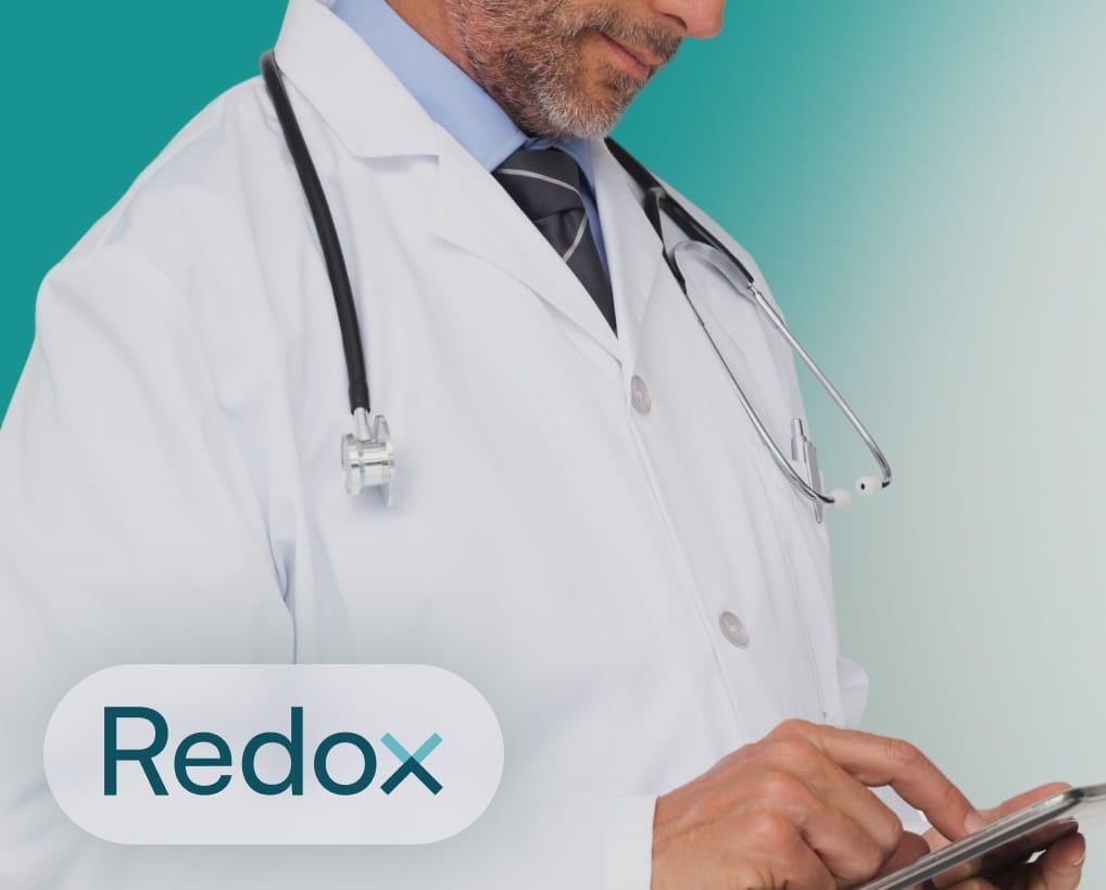 Data flow: patient app ↔ Redox ↔ Canvas EHR — bidirectional sync