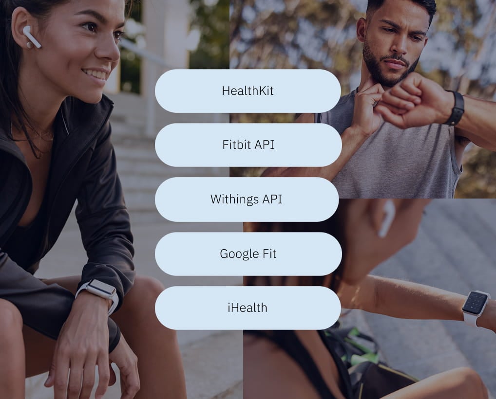 Integration architecture: HealthKit, Fitbit API, Withings API, Google Fit, iHealth