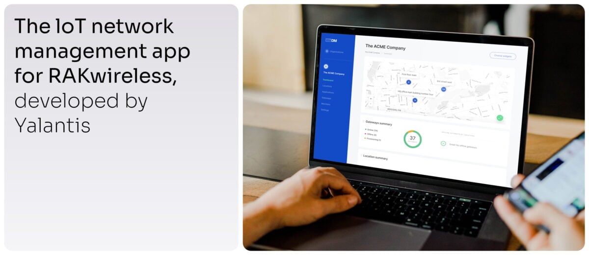 RAKwireless IoT remote management dashboard by Yalantis: gateway monitoring, location tracking, and device status