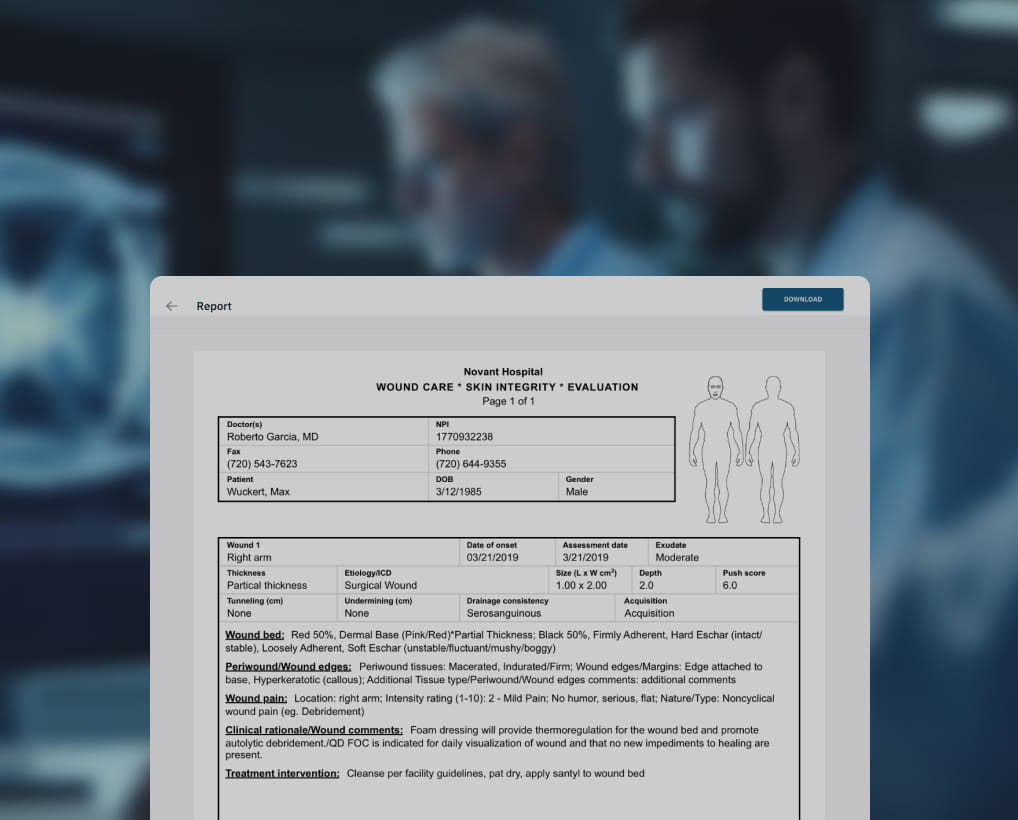 Smart workflow: wound type selection → auto-suggested protocol → order